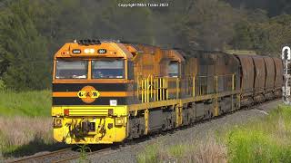 Heavy Australian Distributed Power Coal Trains  Hunter Valley Ulan Line Coal Trains [upl. by Milak]