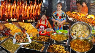 Amazing evening street food Cambodian street food routine food tour [upl. by Shannan]