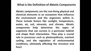 what is the definition of abiotic components [upl. by Nolram]