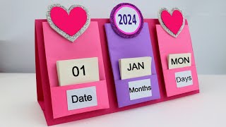 How to make New Year 2024 Desk Calendar  DIY Calendar  Handmade Desk Calendar  New Year Crafts [upl. by Digdirb]