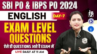 IBPS PO English Mock Test 2024  SBI PO Preparation  English by Rupam Maam 7 [upl. by Leirrad]