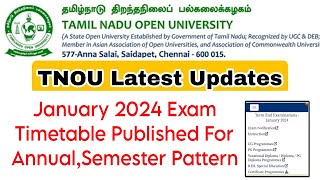 Tamilnadu Open University January 2024 Exam Timetable Published for All👍 [upl. by Wolgast]