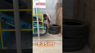 How to unload tires from containers faster  40 HQ automatedwarehouse materialhandlingequipment [upl. by Acnayb]