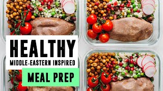 Healthy MiddleEastern Inspired Meal Prep  SO VEGAN [upl. by Aliuqahs]