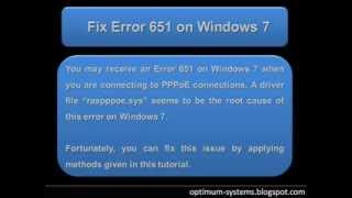 Fix Error 651 with PPPoE connections in Windows 7 [upl. by Burrow]