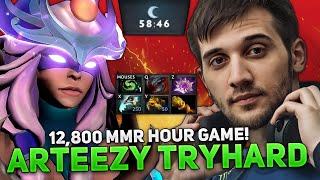 12800 MMR HOUR GAME ARTEEZY TRYHARD on MIRANA CARRY in THIS GAME [upl. by Eyaf541]