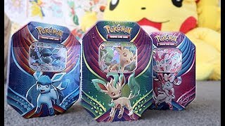 Opening The Evolution Celebration Tins Sylveon Leafeon Glaceon [upl. by Moureaux]