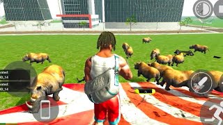 RHINOCEROS ATTACK ME VIDEO GAME INDIAN BIKE DRIVING 3D GAME indianbikedriving [upl. by Rowney]