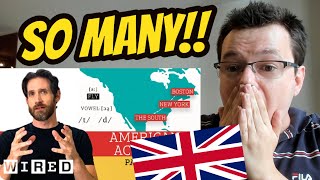 British Guy Reacts to A TOUR OF US ACCENTS  Way More than I Thought [upl. by Yrrag]