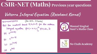 Integral Equation Volterra Integral EquationResolvent Kernel Question UGC NET QIDMNETIE07S [upl. by Salter969]