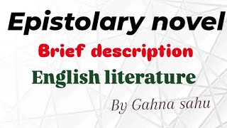 epistolary novel  BA 5th sem paper 2nd  unit third  English literature  explore [upl. by Inimak]