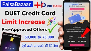 Paisabazaar Duet Credit Card Limit Increase 🎉। Rbl Duet Credit Card Limit Increase [upl. by Kruse]