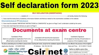 csir net self declaration form fill up 2023csir net documents at centrecsir net admit card fill [upl. by Franck555]