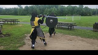 Paul VS Matthew combatsport fencing martialarts hema zweihander shield swordfighting [upl. by Bibeau]