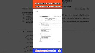 B pharmacy Final theory 4th sem  Physical pharmaceutics bpharma pharmacy pharma bpharmacy [upl. by Pickett]