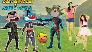 Oggy Shinchan Fights With Jack  2 Jack Girlfriends  Free fire  Oggy Minecraft  Triple Slot [upl. by Hilarius953]