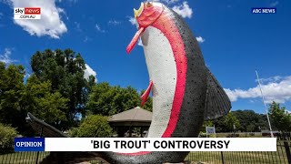 ‘Hideous’ A Big Trout’s makeover in a NSW town leaves locals horrified [upl. by Ruberta797]