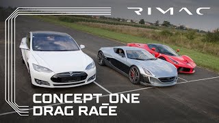 DRAG RACE Rimac ConceptOne Takes em All [upl. by Hooge]