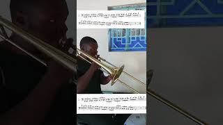 Triplets F chromatic scale 2 octaves with notes for trombone [upl. by Ylehsa]