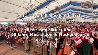 Fahneneinmarsch beim Bezirksmusikfest 2023 und 100 Jahre Musikkapelle Meckenbeuren [upl. by Lynea]