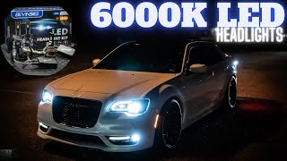 BEVINSEE V45 6000K LED HEADLIGHT INSTALL ON MY CHRYSLER 300S HEMI [upl. by Arihsat]