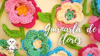 Guirnalda de flores a crochet  Tejidos Pennys ens [upl. by Tamiko]