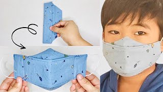 EASY 3D Face Mask for Kids Easy way to make Face Mask  3 Layers [upl. by Kane]