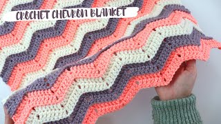 How To Crochet Chevron Stitch  Easy Baby Blanket [upl. by Suivatra439]