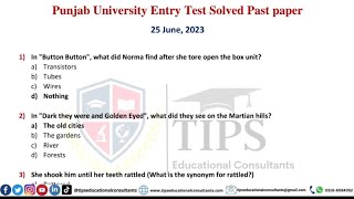 Punjab University Admission Test Solved Past Paper 2023  Past Papers Punjab University Entry Test [upl. by Fradin107]