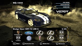 Need for Speed Most Wanted — Dodge Viper SRT10 ZB I Demo [upl. by Oilalue]