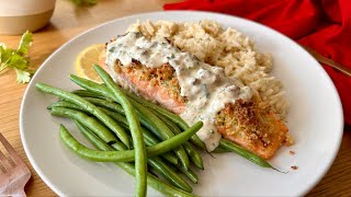 ParmesanCrusted Salmon With Creamy Herb Sauce Recipe [upl. by Amaj349]