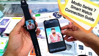 Modio T100 Plus Smart Watch Series 7  Unboxing amp Connection Guide  Changing Custom Wallpaper [upl. by Perni]