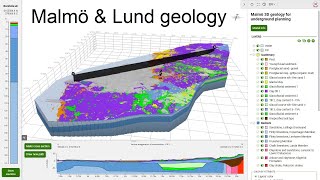 3D geological map of Malmö and Lund Sweden [upl. by Gnanmos]