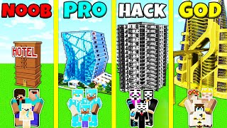 Minecraft Battle NOOB vs PRO vs HACKER vs GOD MODERN HOTEL BASE HOUSE BUILD CHALLENGE  Animation [upl. by Robert329]