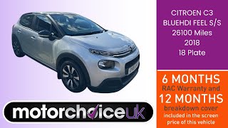 2018 Citroen C3 BlueHDi Feel SS  Stylish and Efficient City Car ✨ Low Mileage  Motorchoice UK [upl. by Aurlie]