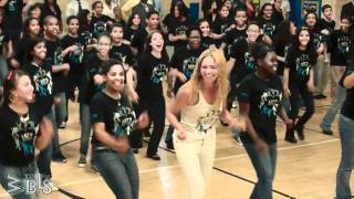 Beyonce surprises students  Lets Move Flash Workout for New York City [upl. by Drarehs]