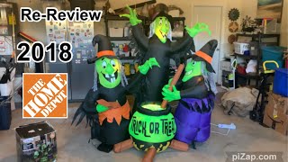 ReReview on 2018 2nd Generation 6ft Animated Witch Sisters with Fire amp Ice amp Sound Home Depot [upl. by Lustig569]