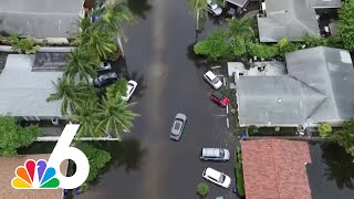 Drone video captures INTENSE FLOODING in South Florida [upl. by Micco]