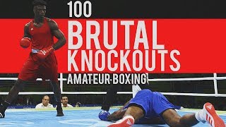 100 BRUTAL Amateur Boxing Knockouts [upl. by Rufford40]