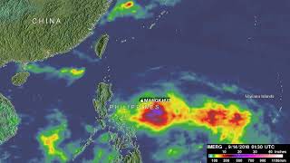 GPM Video of Rainfall Totals Along Mangkhuts Path [upl. by Delfine]