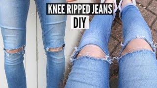 DIY Knee Ripped Jeans Tutorial 2024  How To Style [upl. by Aissilem]