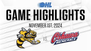 OHL Highlights Sarnia Sting  Oshawa Generals Nov 1 2024 [upl. by Marga]