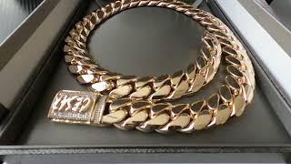 20mm 10k yellow gold Miami Cuban Link with custom diamond lockbox [upl. by Eindys]