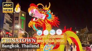 BANGKOK 2024 Chinese New Year of Dragon  Bangkok Chinatown  Thailand 4K HDR [upl. by Bohrer423]