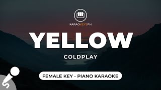 Yellow  Coldplay Female Key  Piano Karaoke [upl. by Ailliw]