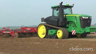 600 hp John Deere 9570RT crawler tractor pulling Horsch Tiger cultivator  NO MUSIC [upl. by Ellevart]