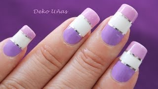 Decoracion de uñas con cintas  Stripping nail art [upl. by Waddington570]