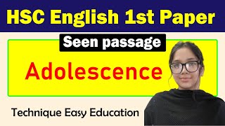 HSC English 1st paper I Seen Passage l Adolescence I The story of Shilpi [upl. by Esilahs]