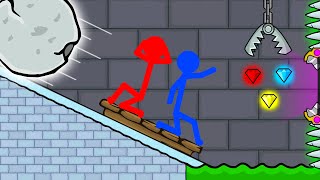 Watergirl and Fireboy Stickman animation  ice light run 2 Diamond Parkour 2 [upl. by Nosnaj284]