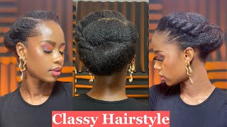 EASY ELEGANT UPDO HAIRSTYLE FOR BLACK WOMEN ON 4C NATURAL HAIR [upl. by Kenna]